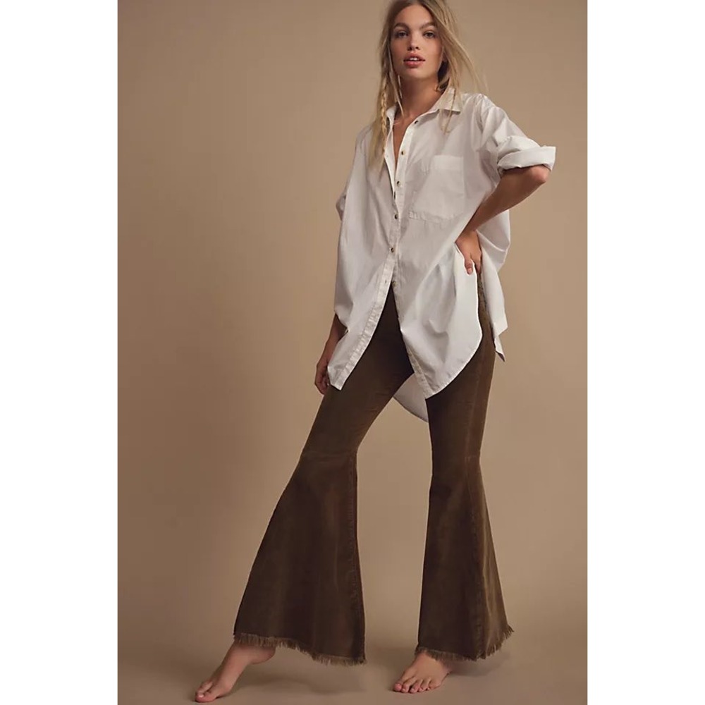 Free People Just Float On Flare Corduroy Pants Rust Brown Bell Bottom 27 OB61855 - Picture 7 of 9